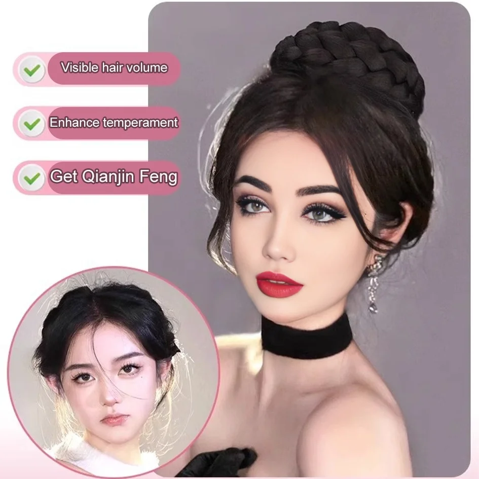 Synthetic 4-inch Maruko Head Wig Princess Headpiece Wedding Dress Design Hepburn High Headband Bridal Wig Bag Hair Accessories