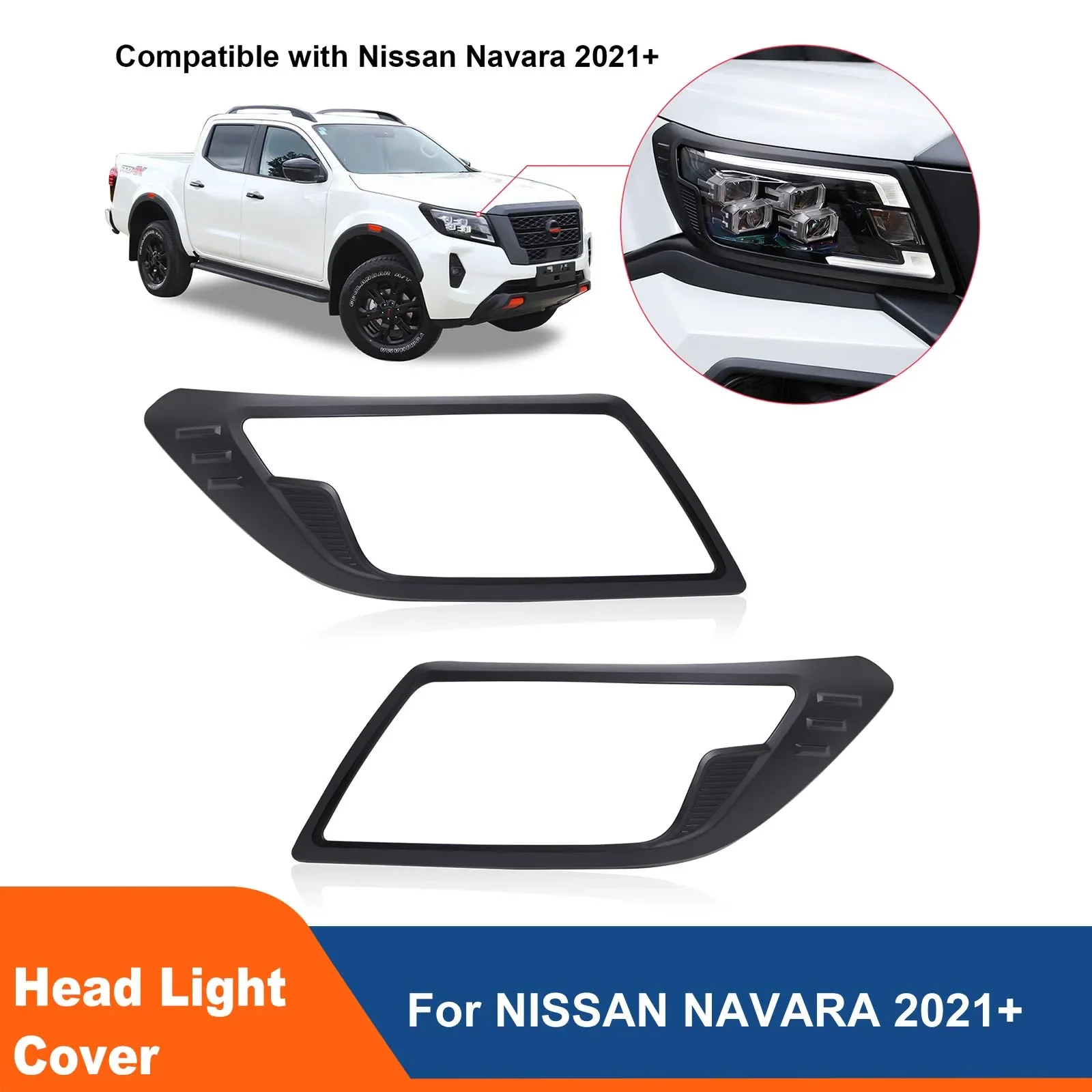 Matte Black 2X Front Headlight Lamp Cover Trim For Isuzu D-Max Dmax 2021 2022