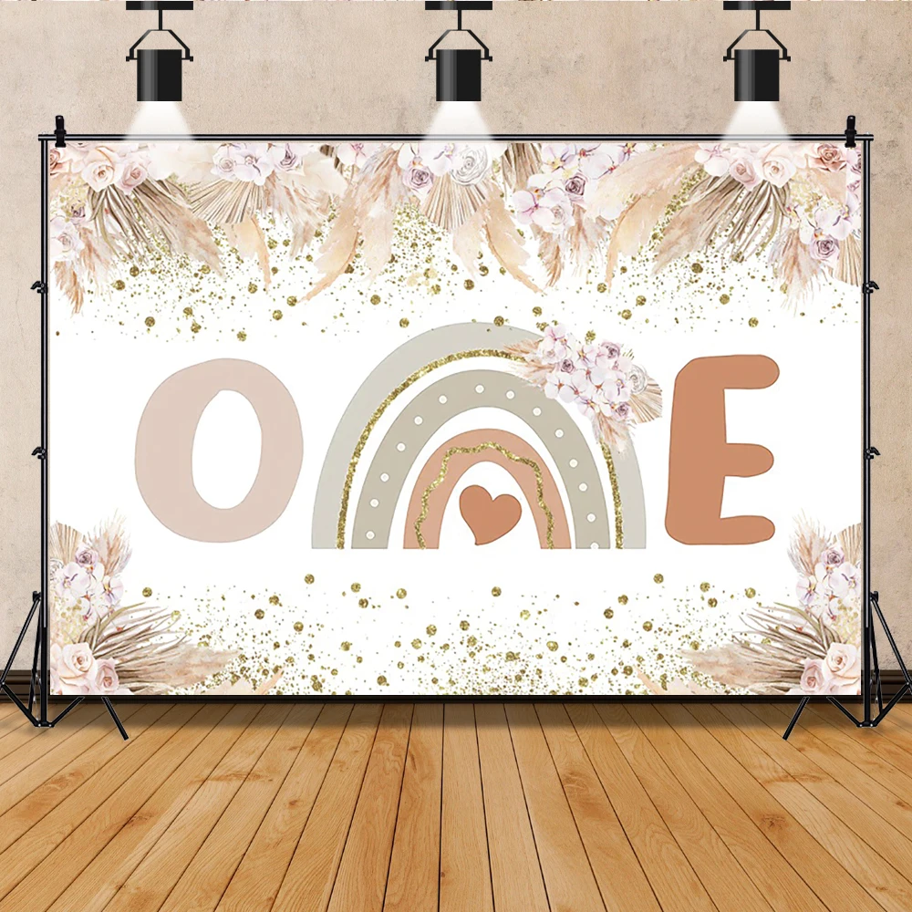 

Boho Rainbow Birthday Party Decoration Backdrop Pink Bohemian Girl Baby Shower Photography Background Photo Studio Banner