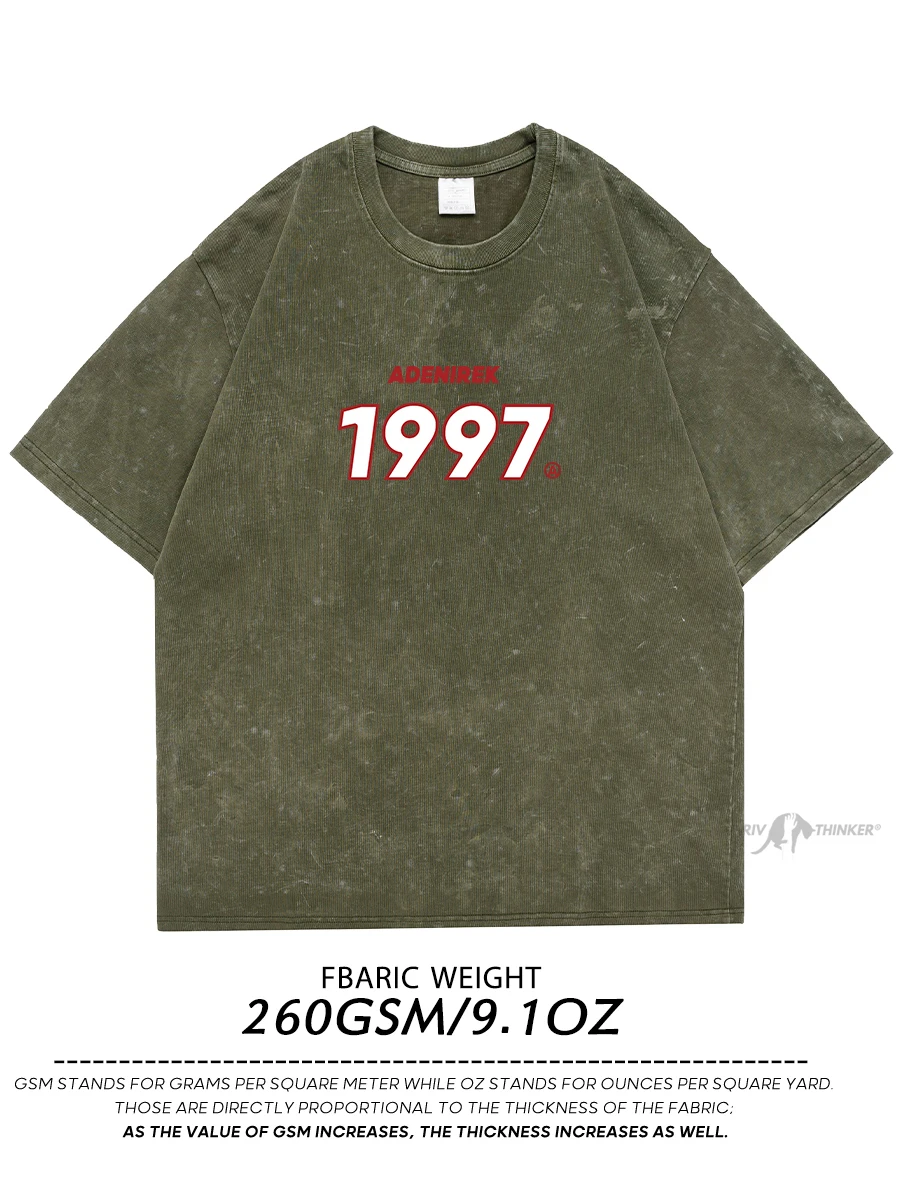 

Extfine Quality 1997 Tie Dye Tees Vintage Distressed Shirt Men's T-shirt Streetwear Oversized Acid Washed T shirts Top Clothing