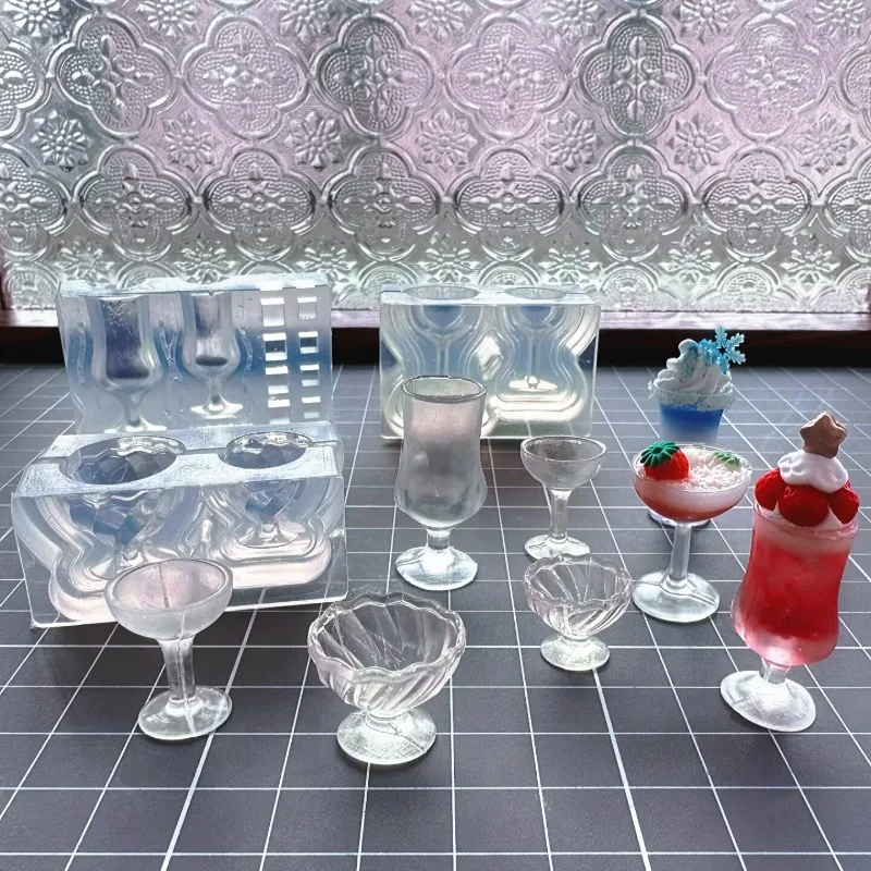 미니 시뮬레이션 고블렛/유리/밀크티 컵 실리콘 몰드 UV 글루 DIY 인형집 미니어처 음식 장난감 디저트 장식 몰드