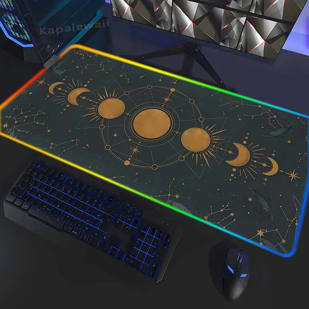 

RGB Moon Large Mousepad XXXL Office Mouse Pad Gaming Carpet Locking Edge Mouse Mat Game Backlit Keyboard Pads Anti-slip Soft Pad