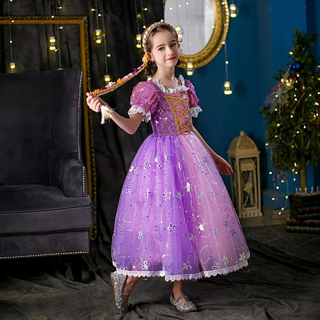 Costume Da Principessa Raperonzolo Per Adulti, Abito Lungo Viola, Halloween Carnevale, Taglia Regolare