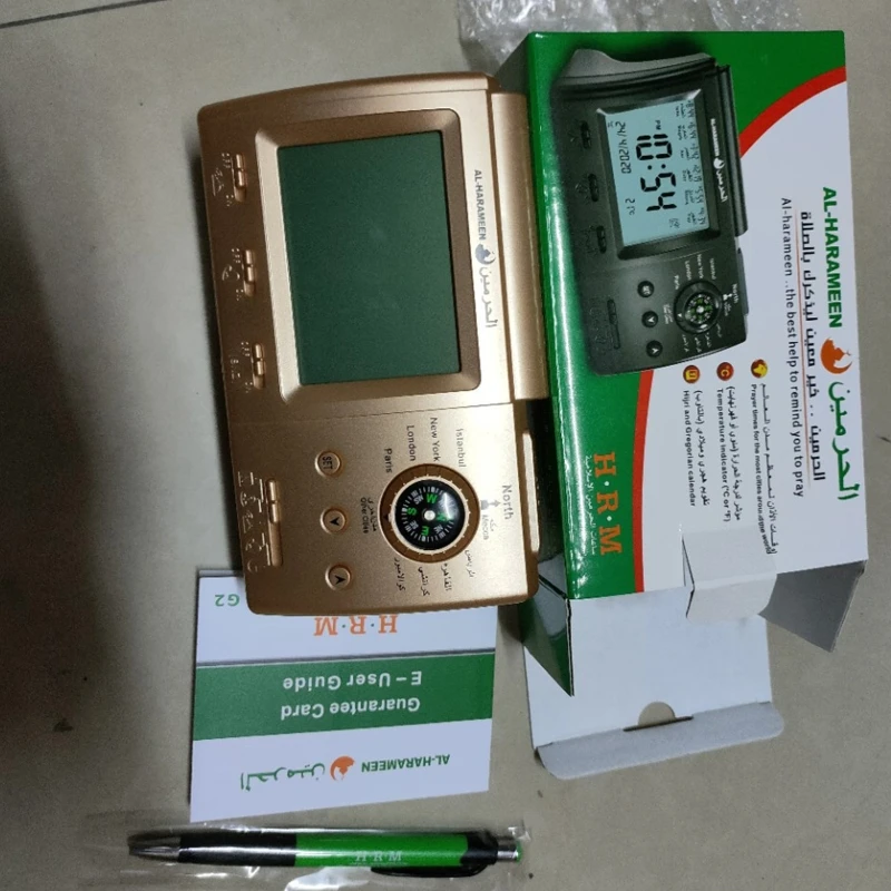 

Настольные часы D0UA с мусульманским будильником азан, время молитвы, цибла, направление, температурный дисплей, светодиодсветильник, календарь Hijir