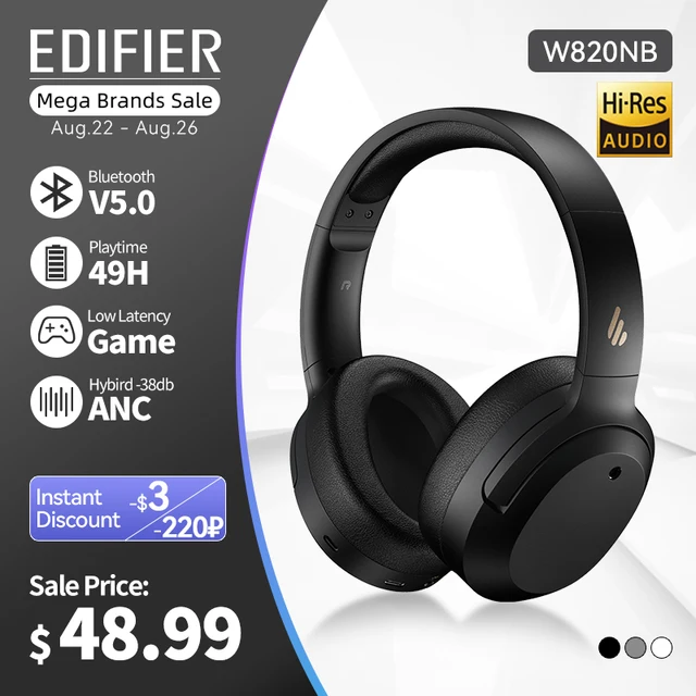 EDIFIER W820NB ANC słuchawki bezprzewodowe zestawy słuchawkowe Bluetooth hi-res Audio Bluetooth 5.0 40mm sterownik type-c szybkie ładowanie Hybrid ANC 1