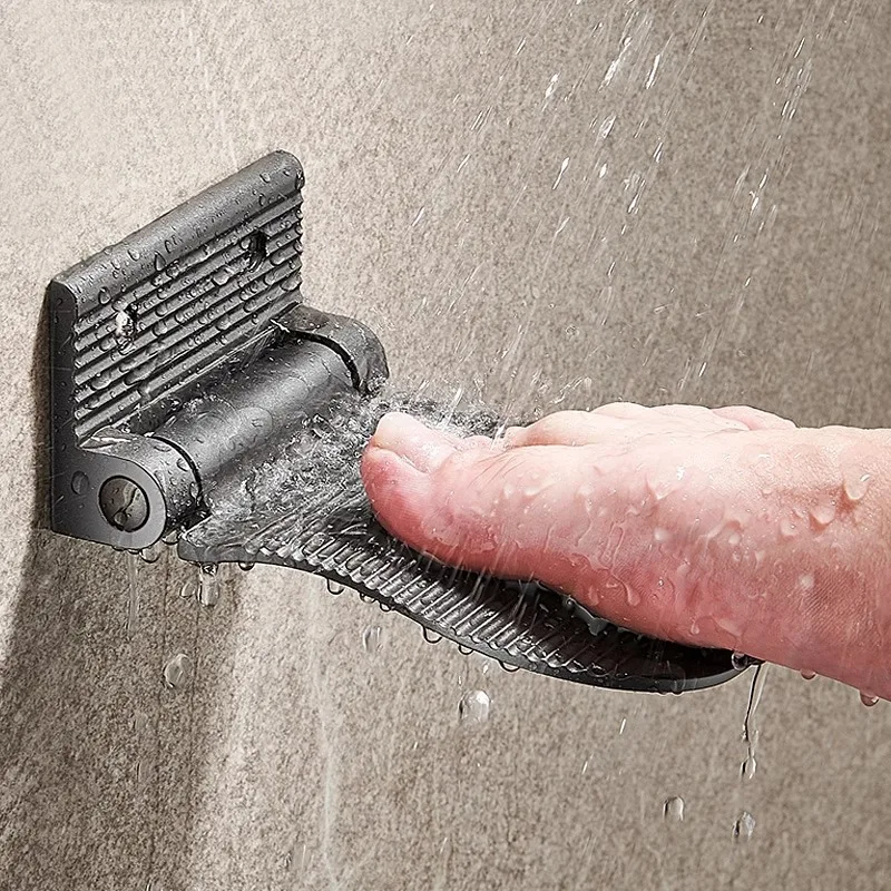30PCS Bathroom Footrest Shower Foot Rest Pedestal Pedal Wall Mounted Black/silver Aluminium Alloy Shower Footstool Anti-slip