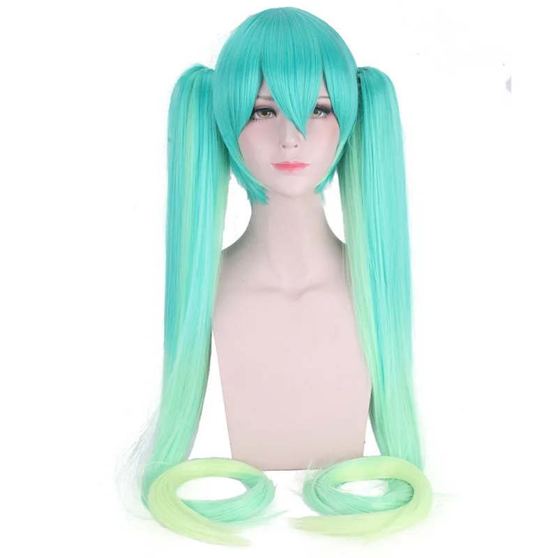 Anime Miku Cosplay Vocaloid Miku Cosplay Wig Anime Racer Miku Blue Long Dream Gradient Hair Color for Girls Woman Vehicle Race