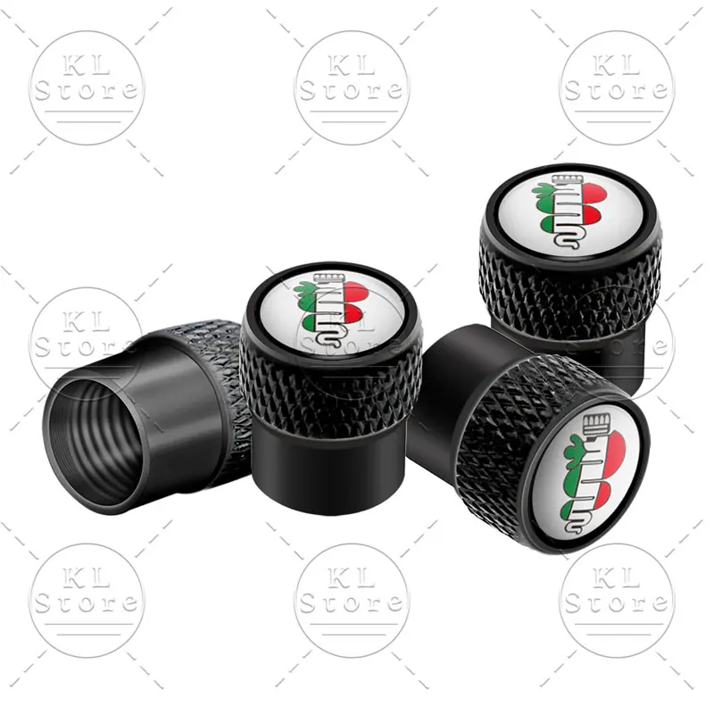 Set of 4 Premium Auto Exterior Logo Metal Tire Valve Caps Dust Covers