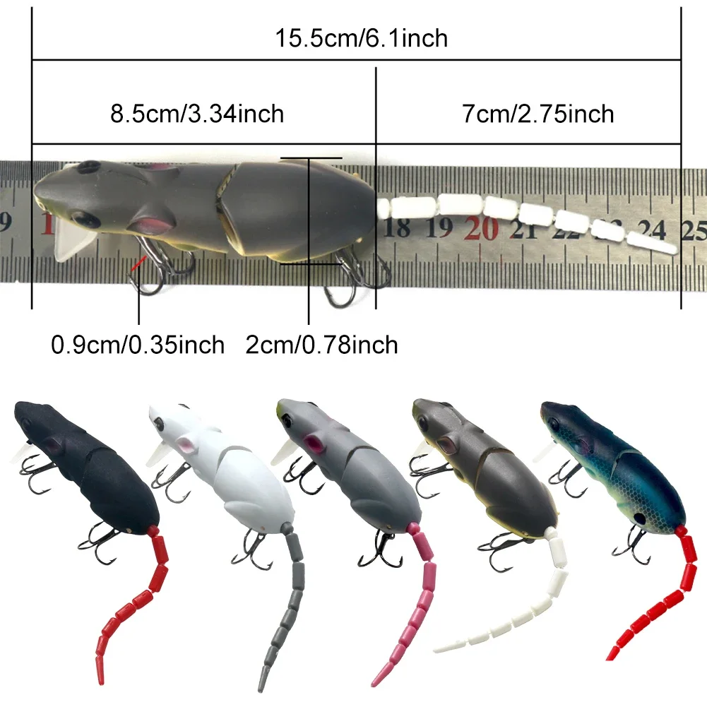 15.5CM Mouse Lure Artificial Plastic Rat Bait 155mm 15.5g Simulation Mouse Fishing Lure Crankbait Fishing Bait Pesca Pike Lures