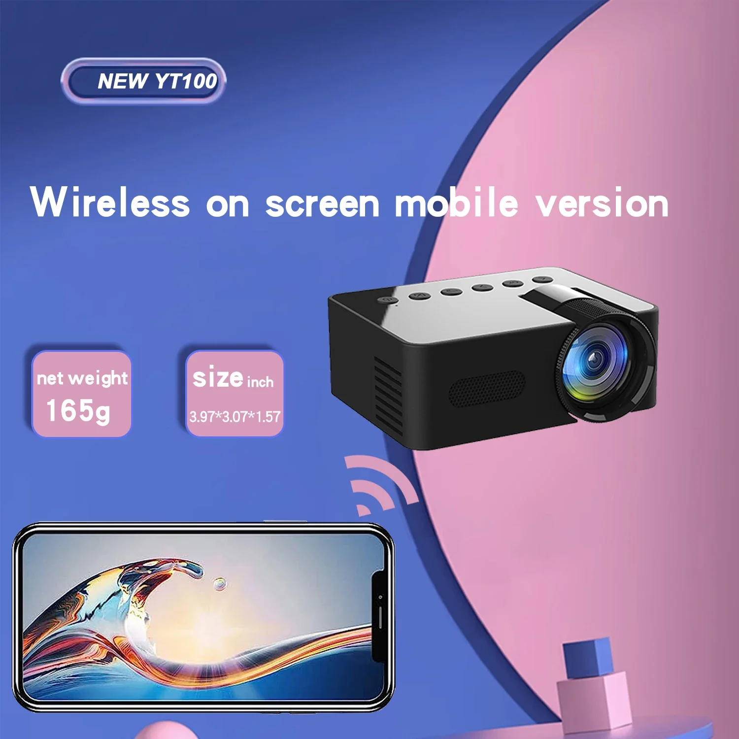 

Watch 150ANI high-definition mini projector on the same screen with a mobile phone, YT100 living room and home theater projector