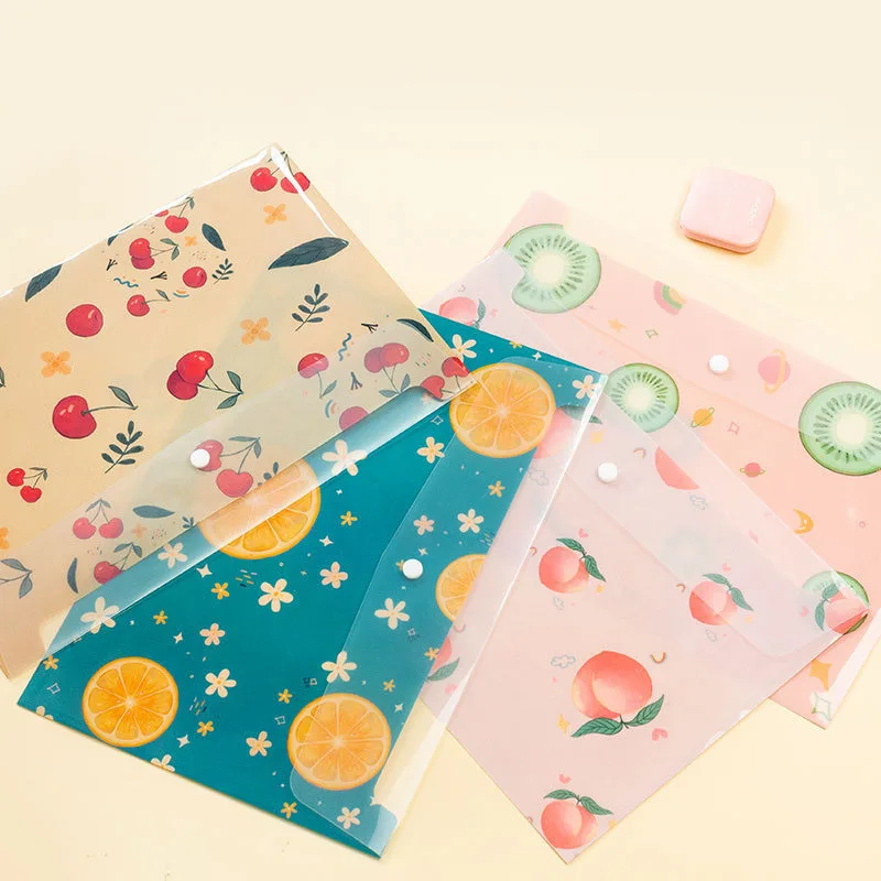 

10 Sets A4 File Bags Fruit Pattern Pocket Folders File Storage Filing Product Snap Design Archive Bag