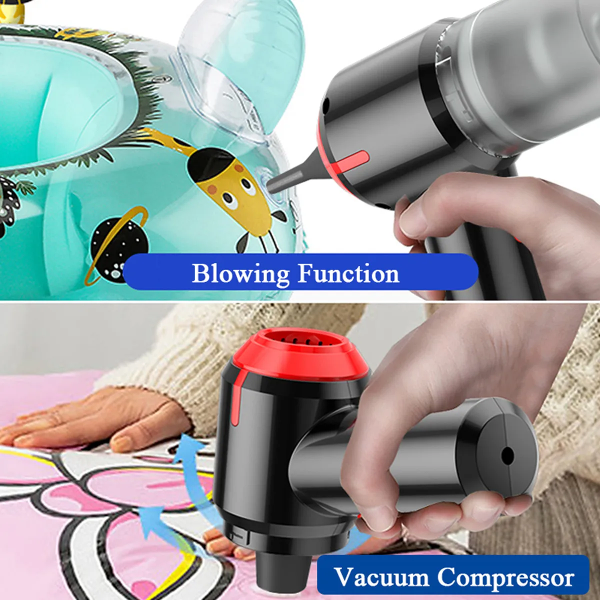 9000Pa 3in1 Handheld Vacuum Cleaner & Cordless Air Blower, Mini Air Duster Cleaner for Computer, Laptop, PC, Car Interior, Home