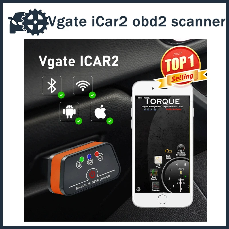 Автомобильный сканер Vgate iCar2 ELM327 obd 2 wifi icar 2 obd2 bluetooth elm327 icar2 для android/ПК/IOS считыватель кодов двигателя