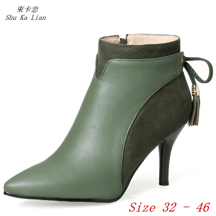 

Spring Autumn Winter Women Ankle Boots High Heels Woman Short Boots botas High Quality Plus Size 32 33 - 40 41 42 43 44 45 46