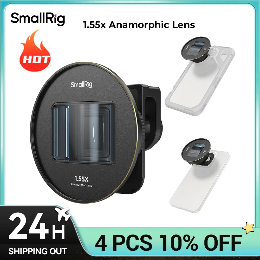 

SmallRig 1.55x Anamorphic Lens for Mobile Phone Suit for T-mount Devices,Cinematic 2.76:1 Wide Pictures 3578B