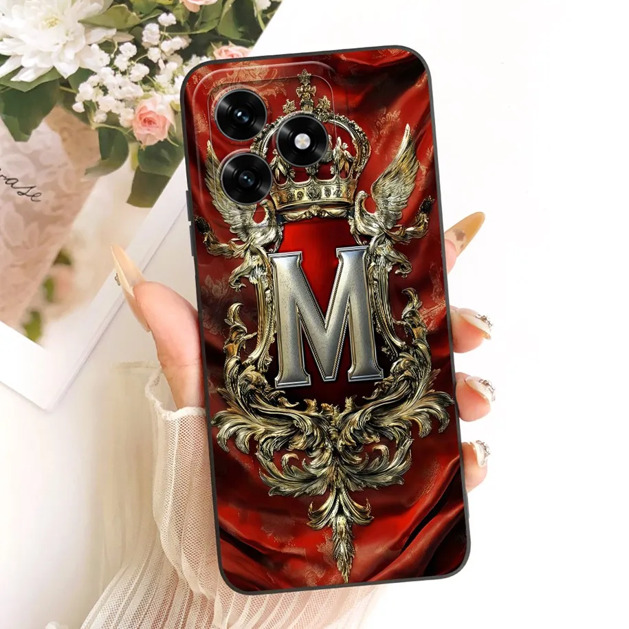 Retro Crown Letters Soft Silicone Lens Protective Phone Case Cover