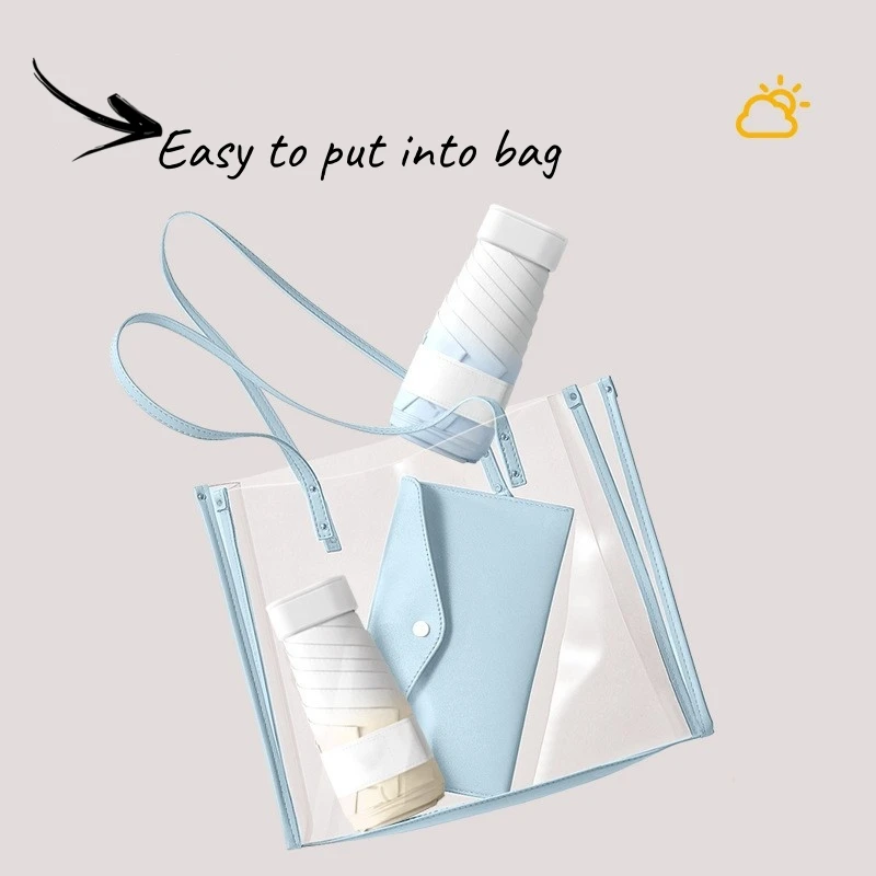 Mini Sun Umbrella New Gradient Color Black Glue Sunscreen Portable Pocket Dual Use Ultra Light Cooling Parasol