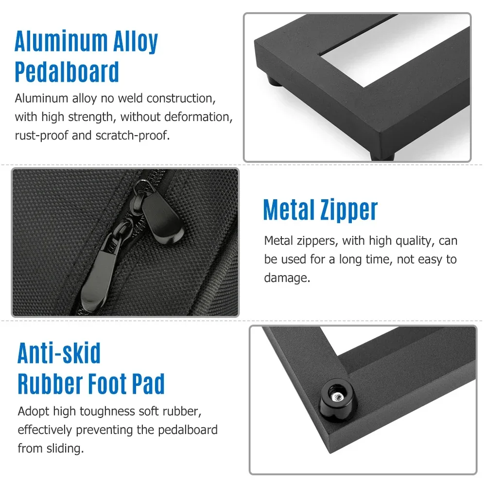 Guitar Pedalboard Guitar Effect Pedal Board Kit Aluminum Alloy Pedalboard 15&times;4.9 Inch with Carrying Bag Effect Pedal Plate Tool