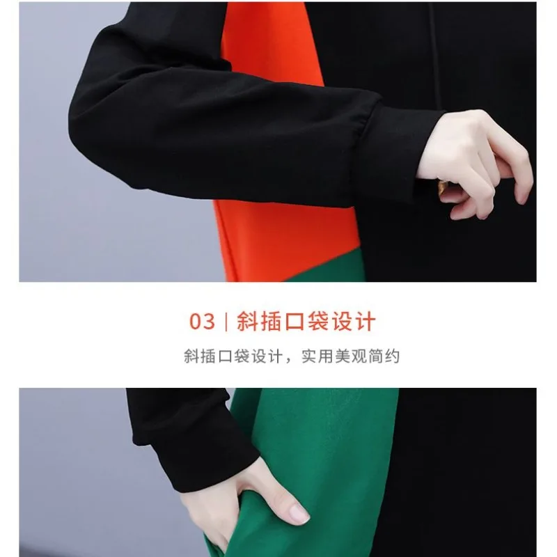 2023 Autumn and Winter Women's Hooded Long Sleeve Mid Length Version Pockets Plus Size Fashion Casual Office Lady Dress