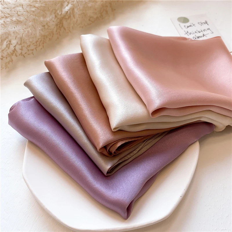 

Solid Natural Silk Square Scarf Women Small Neck Hairband Foulard High Quality Bandana Scarves Female Summer New Neckerchief