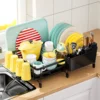 Expandable Dish drying rack Kitchen countertop tablewares storage rack Multifuctional Drained board Sturdy Black 1