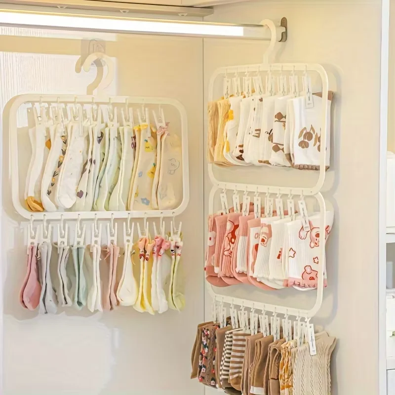 Clothes Drying Rack Multi-clip Sock Drying Hanger Multi-functional Detachable Space Saving For Drying Underwear Towel Socks Baby Clothes