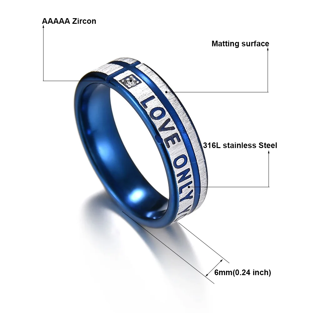 8mm Simple Men Ring Smooth Stainless Steel Blue Charms Rings Women's Couple Jewelry Gift wedding rings,signet ring,round rings,cross rings,temperature rings,silver ring,womens ring,fidget rings,couple rings,cubic zircon ring,turkish rings,finger rings,jewelry rings,ring jewelry,anime rings,moissanite ring,survival ring