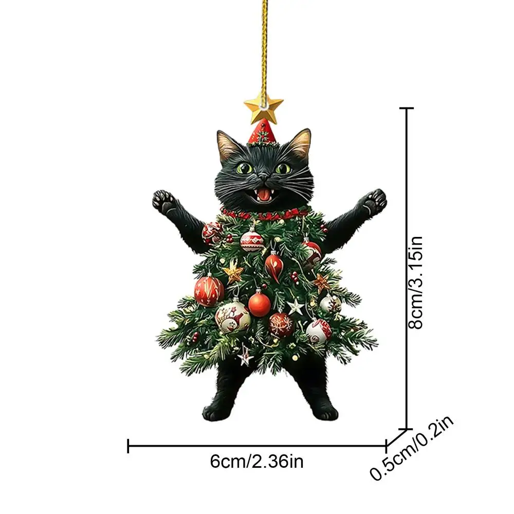 Cute Cat Christmas Tree Pendant - Hanging Ornament for Car and Backpack