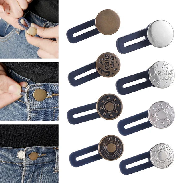 Prolongateur de bouton à ressort en métal pour pantalons et jeans, rallonge  de taille rétractable réglable, extenseur de ceinture à bouton, couture  gratuite, 10 pièces - AliExpress