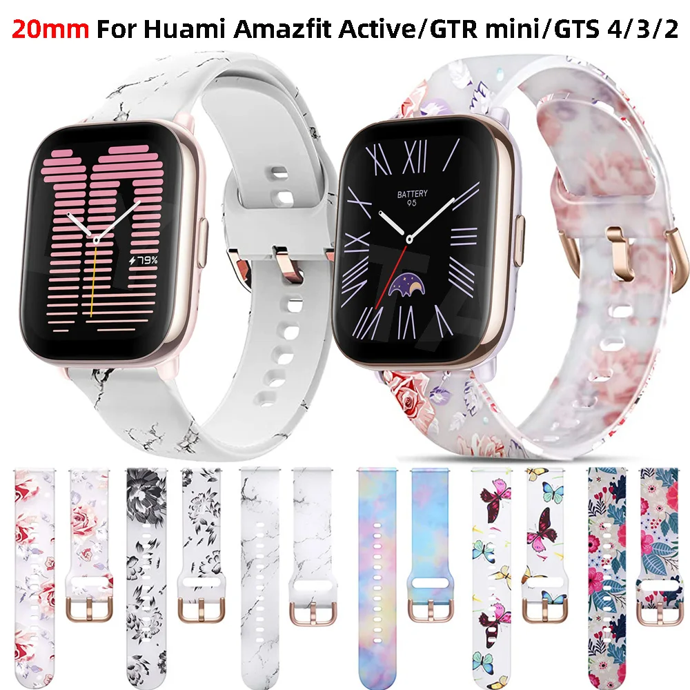 Huami Amazfit Active GTR Mini용 실리콘 밴드, Amazfit GTS 4 2 Mini 2e Bip 3 U Pro S 스마트워치 손목 밴드, 20mm 스트랩, 42mm