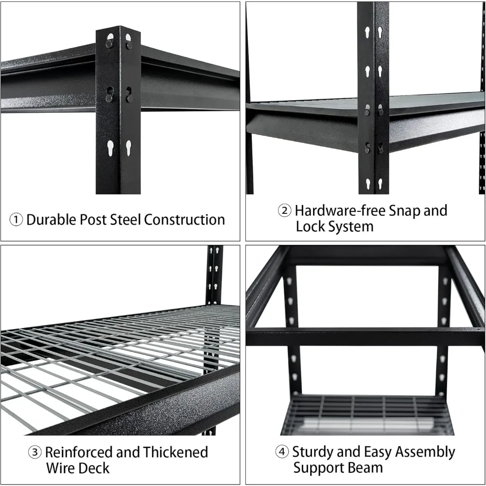 The Atlas 72" W Heavy Duty Garage Shelving Load 8000 Lbs, 4 Tier Metal Storage Shelves, Adjustable Industrial Steel Rack 3