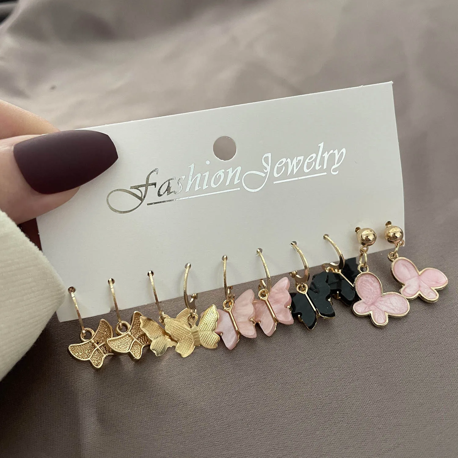 Korean Trendy Geometirc Butterfly Pearl Earrings Set For Women Resin Acrylic Star Heart Round Hoop Earrings Brincos Jewelry Gift