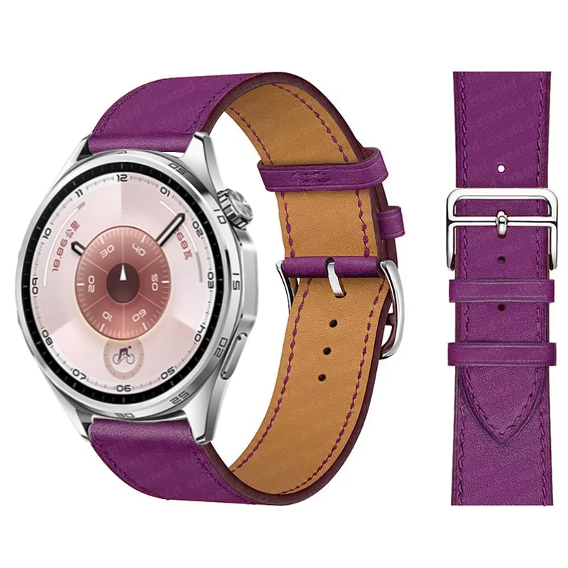 Elegant Leather Wristband Replacement for Smartwatches - 20mm/22mm Strap Bracelet