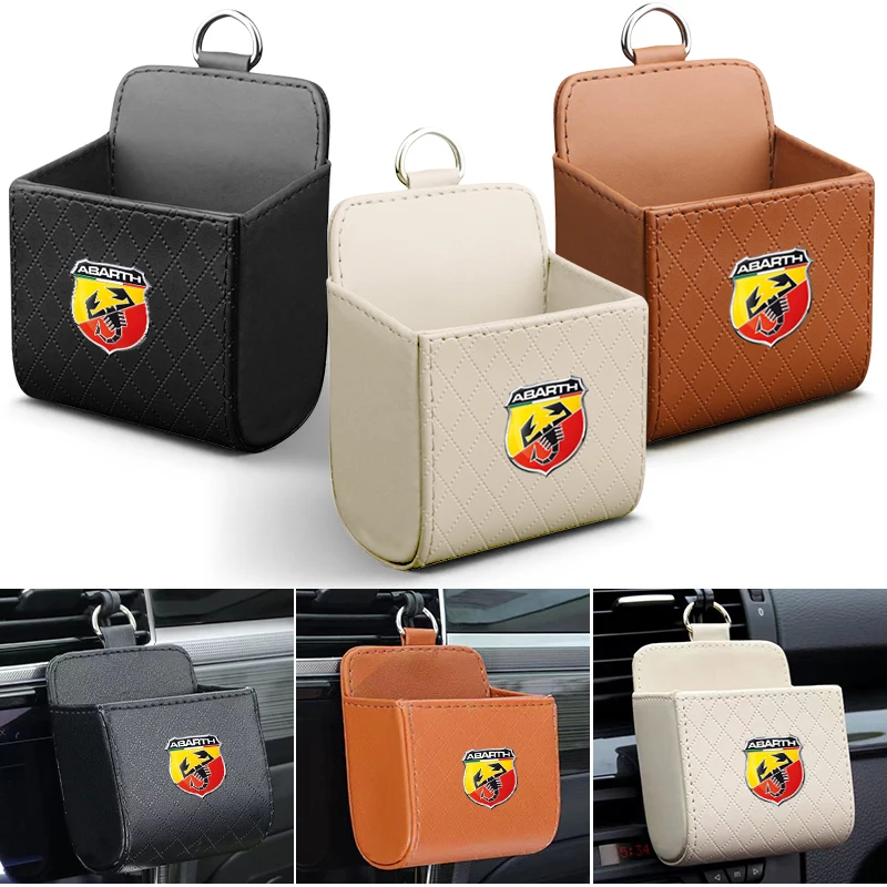 Borsa Portaoggetti In Pelle Per Auto Air Vent Dashboard Tidy Hanging Organizer Box Per Abbas Abarth Punto 124 125 500 595 695 Ot2000