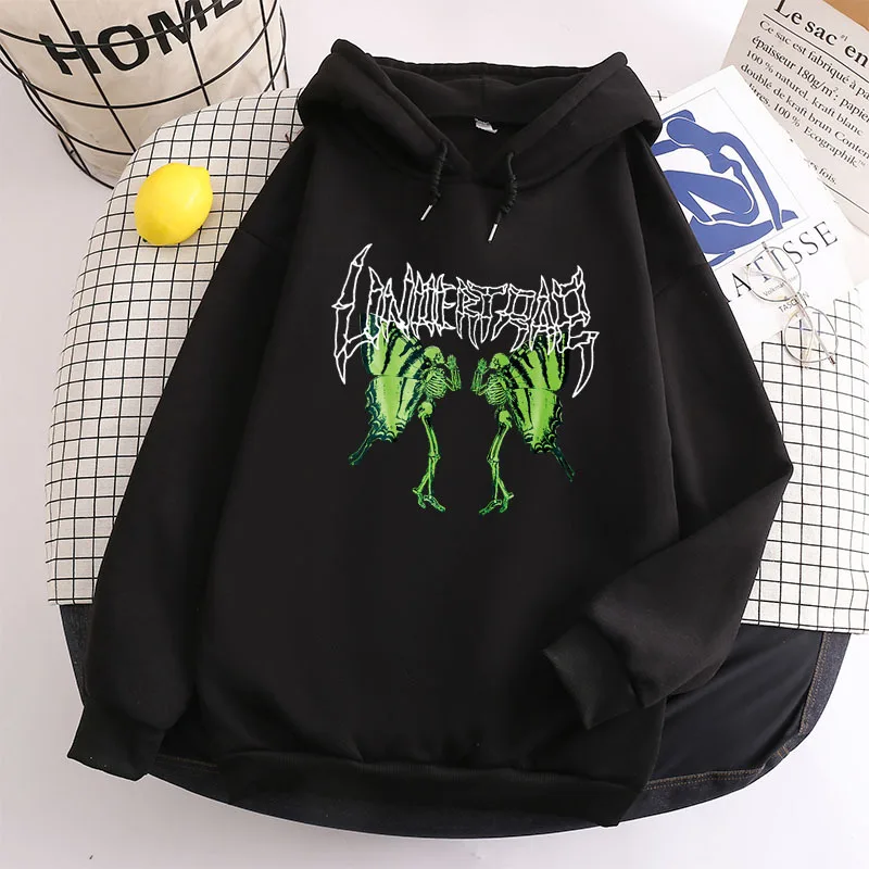

Y2k Women's Hoodie Sweatshirt Winter Punk Butterfly Harajuku Oversized Casual Streetwear Top Unisex Fleece Pullover Hoodie