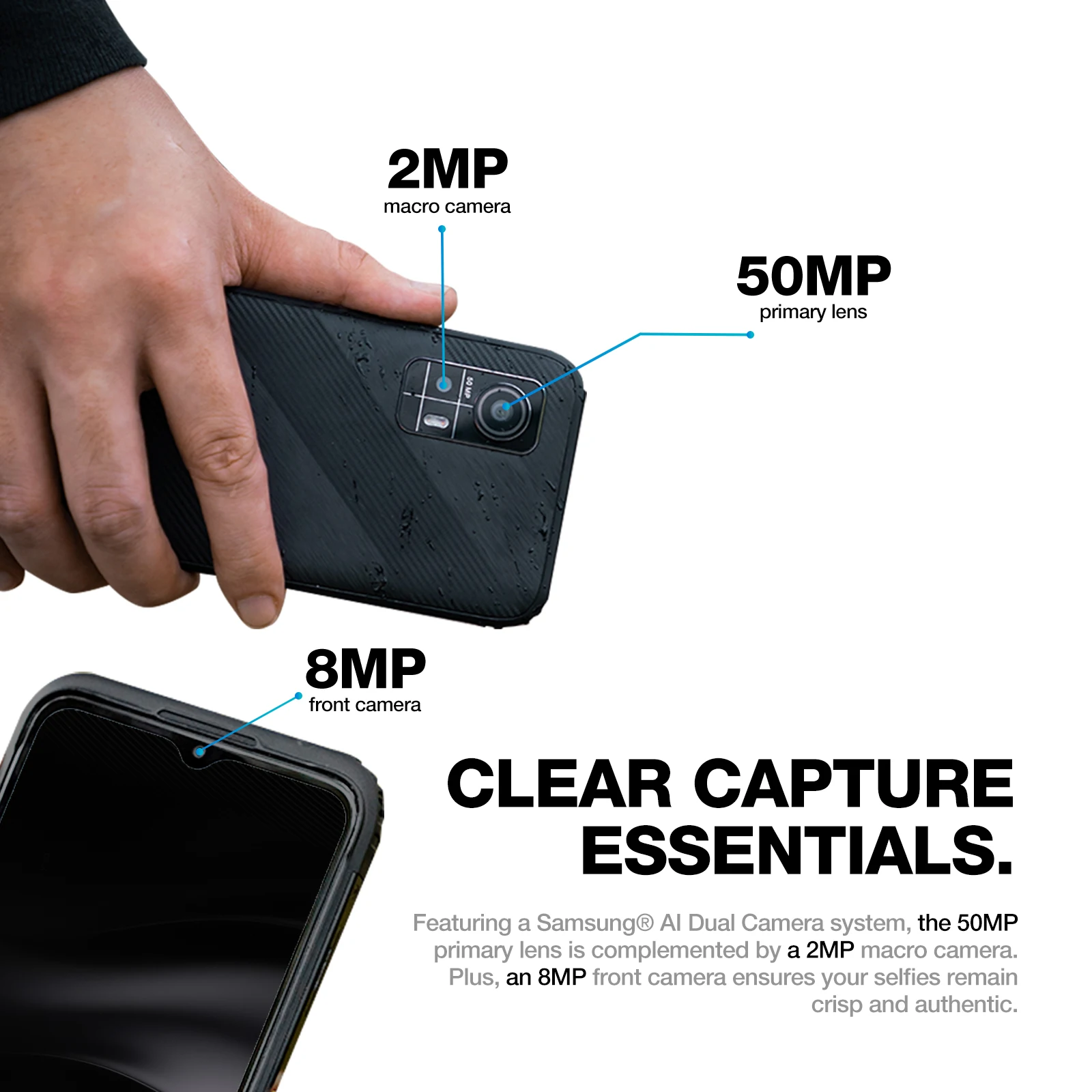Фото Защищенный смартфон AGM H6 Lite, 4 Гб + 128 ГБ, камера 50 МП, водонепроницаемая, с защитой от падения, 5,7-дюймовый HD + дисплей с искусственной кожей 6,56 мАч №5