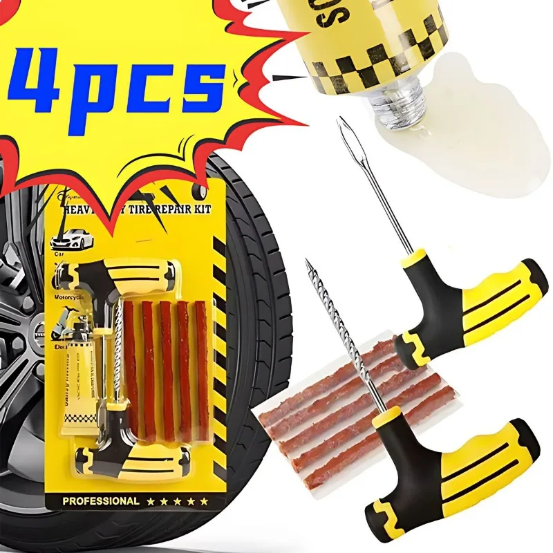 Tire Repair Kit Tire Puncture Repair Kits Car Tire Repair Tool with Rubber Strips Tubeless Flat Tools for Car Trucks Motors Bike