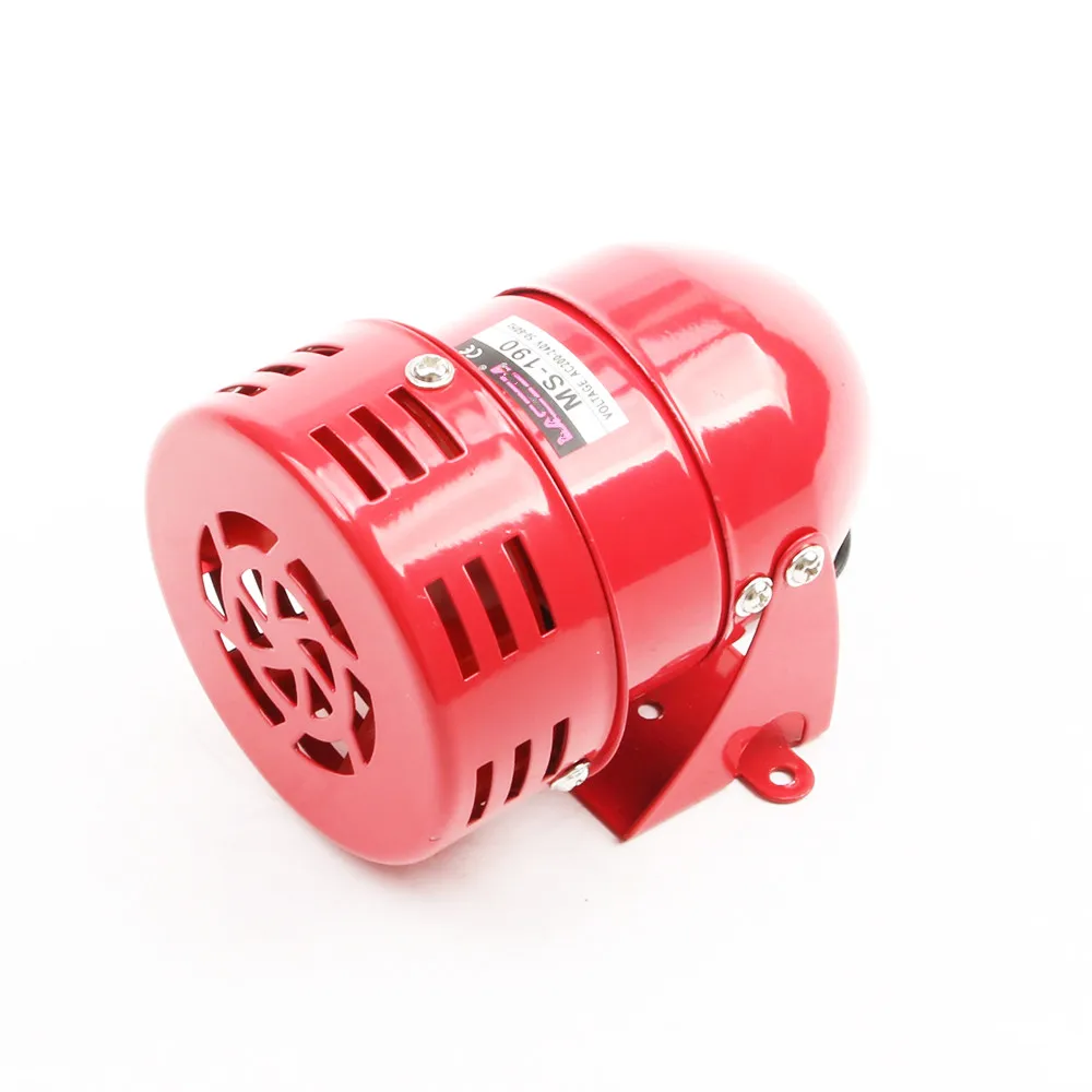 

MS-190 AC 220V 110V DC 12V 24V 110DB Mini Metal Motor Siren Industrial Alarm Sound electrical guard against theft Mine alarm