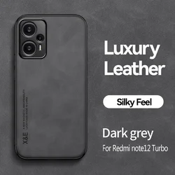 Leather Magnetic Car Holder Phone Case - Soft Silicone Back Cover for Poco F5 (Dark grey)