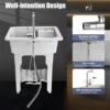 Freestanding Plastic Utility Sinks with Faucet Goudergo Drop in Deep sink kit with Inlet Pipe and Drain Pipe for Laundry Room 1
