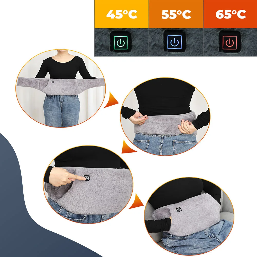 3 Levels Electric Graphene Heating Pad Cold-Proof Uterine Belt Cold-Proof Hand Waist Warming Pad USB Recharging Abdominal Warmer