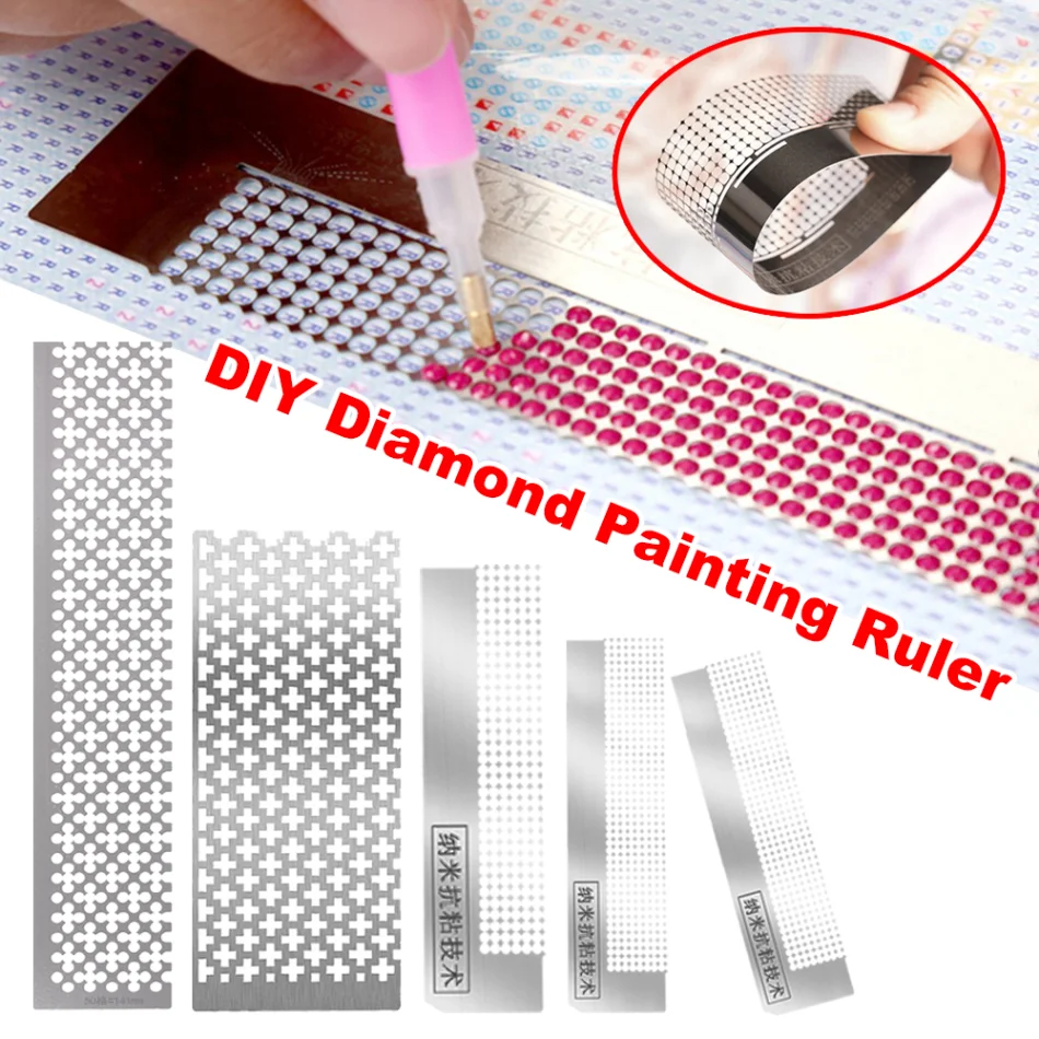 Description Picture 2 of itemDIY Diamond Painting Cross Stitch Tools Net Ruler Drilling Ruler Solid Color Stainless Steel Diamond Embroidery Painting Ruler