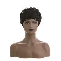 Perruques courtes coupe lutin pour femmes noires cheveux synthétiques Afro perruque lutin couleur noire perruques courtes pour les femmes noires courtes bouclées 3