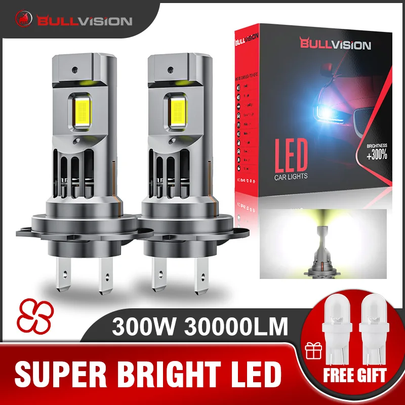 

300W Turbo H7 H11 Светодиодный лампы фар CANBUS Lights 30000LM H4 9012 9005 HB3 9006 мини-лампа 3580 CSP Беспроводная Автомобильная фотолампа с вентилятором