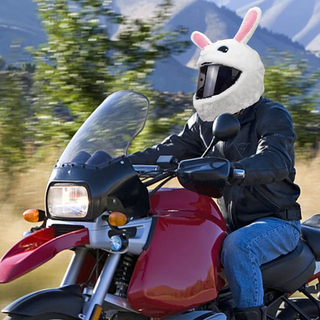 Casque de moto intégral en peluche, accessoires de protection contre la  poussière, housse de chapeau pour l'équitation en plein air, dessin animé  drôle d'animal - AliExpress