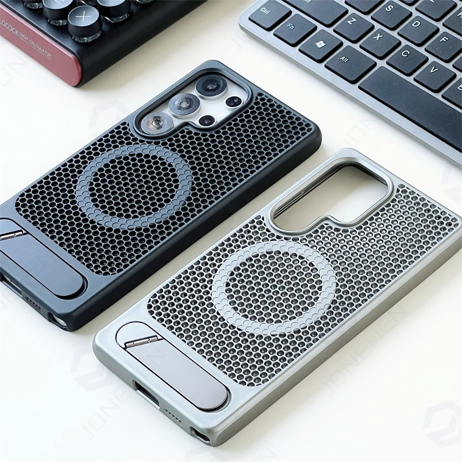 MagSafe Honeycomb Mesh Cooling Case with Alloy Lens Bracket and Wireless Charging Matte Cover