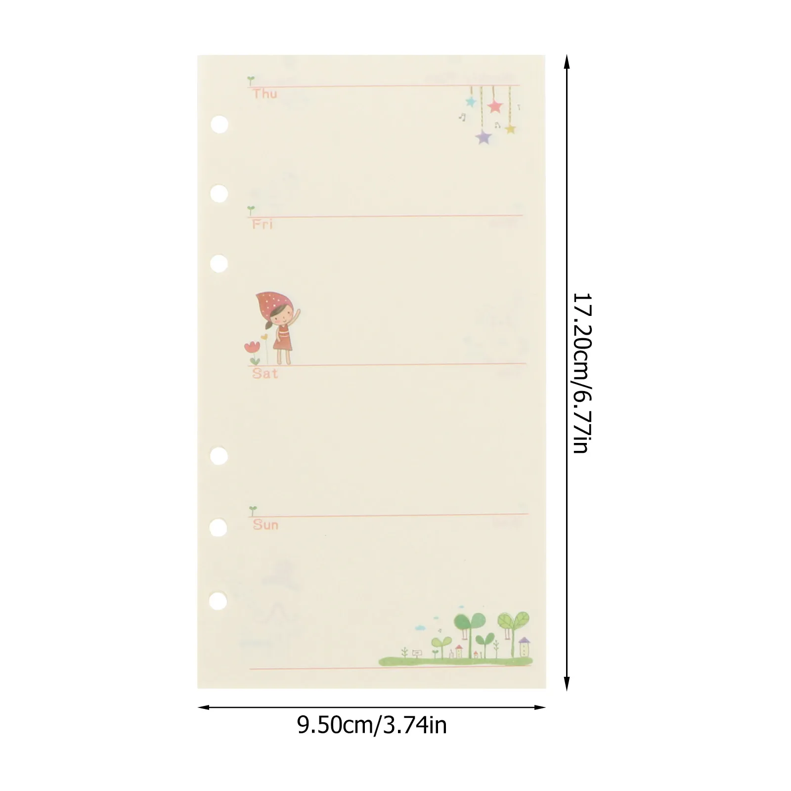 3Pcs 플래너 용지 루즈 리프 교체 시트 두껍고 부드러운 필기감 홈 스쿨 사무실에 적합 6홀 루즈 리프
