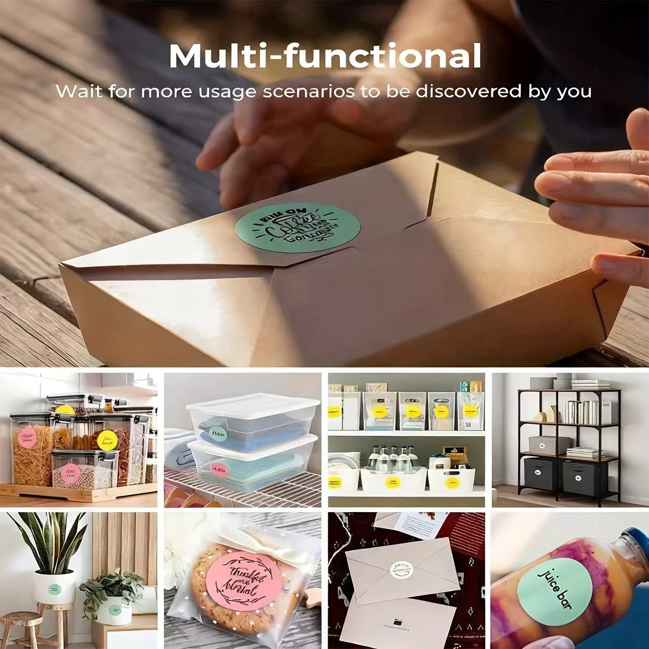 Color Thermal Labels, Multi-Purpose Label Tape,Pink/Yellow/Blue/Orange/White, 1.96 Inch x 1.96 Inch 50 x 50mm