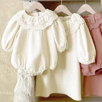 Robe décontractée en dentelle à volants pour filles, tenue d'automne à manches longues, blanche, vêtements à la mode pour enfants en bas âge 2