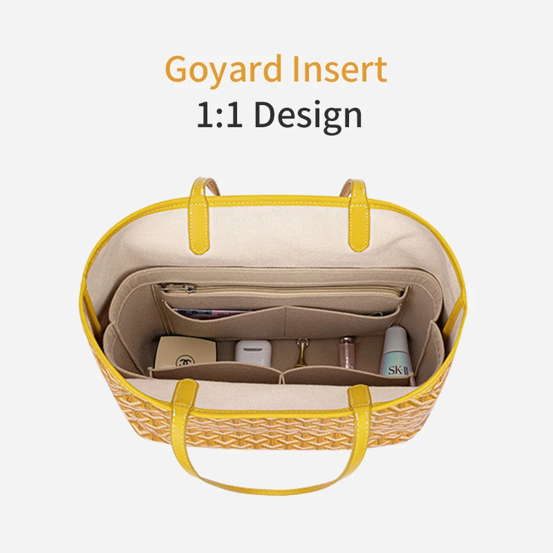 Organizador de bolsas de inserción de fieltro, moldeador interior de bolso y mano, forro para Bolsos De Mujer de para Goyad Neverfull y más|Bolsas y estuches de cosméticos| -